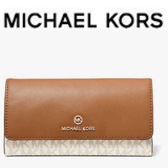 Michael Kors Jet Set Charm Large Logo & Leather Tri-Fold Wallet - Picture 1 of 12